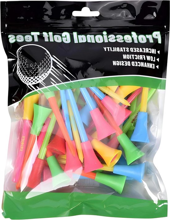 Golf Tees - Tee Pinnen - Consistente Afslag - Met Rubber Top - 83 mm - Multicolor