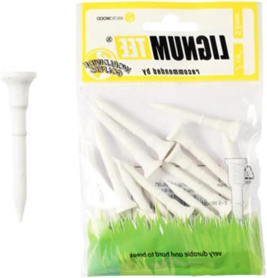 Golf Tees - Tees Hout - Golfen Consistent - Ringsysteem Tee Hoogte - S - Wit