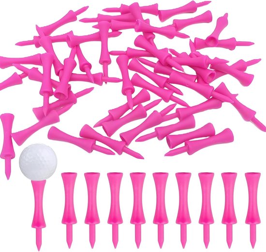 Golf Tees - Teeset Golfthee - Golf Afslag Oefenen - Herbruikbaar Kunststof - 57 mm - Roze