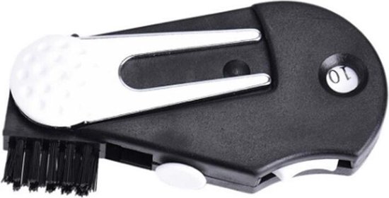 Golf Tool 4 in 1 - Pitchfork - Slagenteller - Clubborstel - Marker - Golf accessoires - Zwart van Golfers' Choice