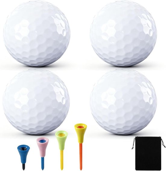 Golf Training Balls Set van 4 Stuks, 42mm Plastic Oefenballen met Steunen voor Swing, Driving Range en Thuisgebruik, Ideaal voor Volwassenen van Merkloos