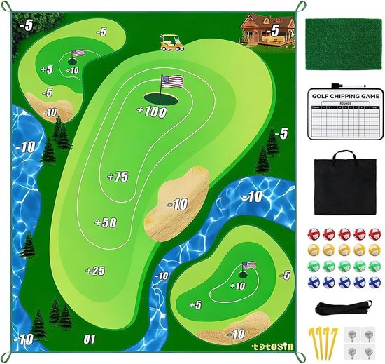 Golf Trainingsmat - Oefenmat Golf - Slagen Oefenen - Realistische Green Simulatie - 180x150 cm - Groen