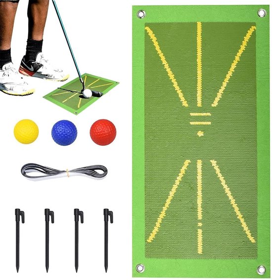 Golf Trainingsmat - Oefenmat Slag - Golfswing Verbeteren - Realistische Balvlucht Simulatie - 25 x 50 cm - Groen