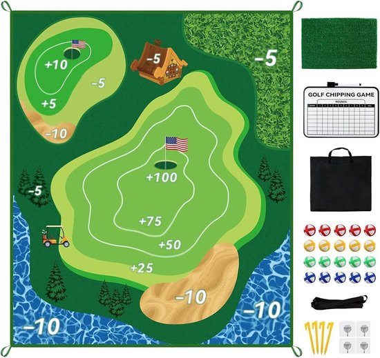Golf Trainingsmat - Sportoefen Hulpmiddel - Swing Techniek Verbeteren - Realistische Green Simulatie - 180x150cm - Type A
