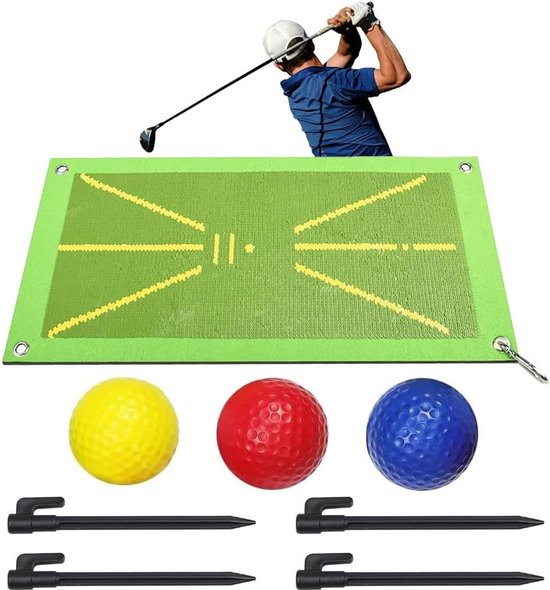 Golf Trainingsmat voor Binnen en Buiten - Afslagmat met Swingdetectie - Batting Golftrainingshulp en Oefenmat voor Swingweganalyse en Balhouding (25 x 50 cm)