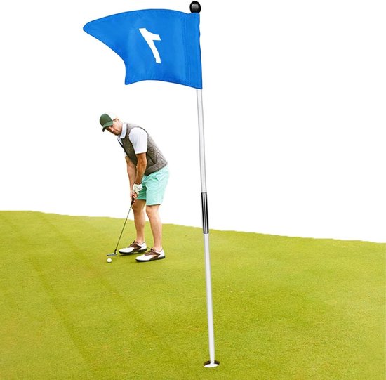 Golf Trainingsset - Oefen Golvlaggen - Putting Oefenen - Weerbestendige Polen - 49 cm - Blauwe Cijfers