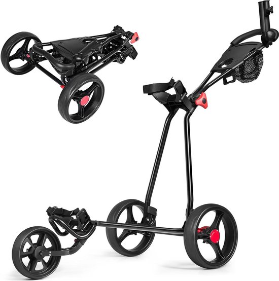 Golf Trolley 3 Wielen - Golfkar Golfkarretje - Golfen op de baan - Inklapbaar met rem