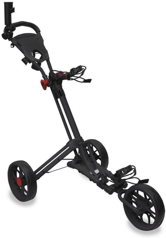 Golf Trolley - Golftrolley 3 wielen - Golfbaan vervoer - One touch neerklappen - 55 kg laadvermogen - Zwart
