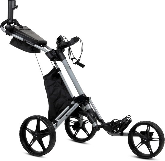 Golf Trolley - Push Trolley - Golfen - Eénhandige vouw - Tot 25 kg - Grijs-zwart