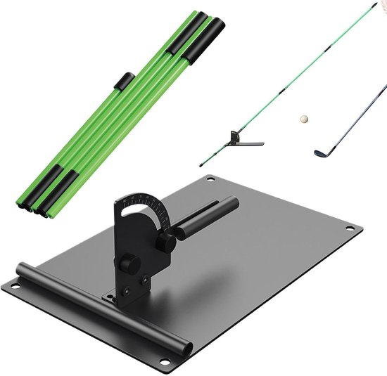 Golf Uitlijnhouder - Swing Trainer - Golfslag Verbeteren - Precisie Hoek Verstelbaar - 25 x 15 cm - Zwart