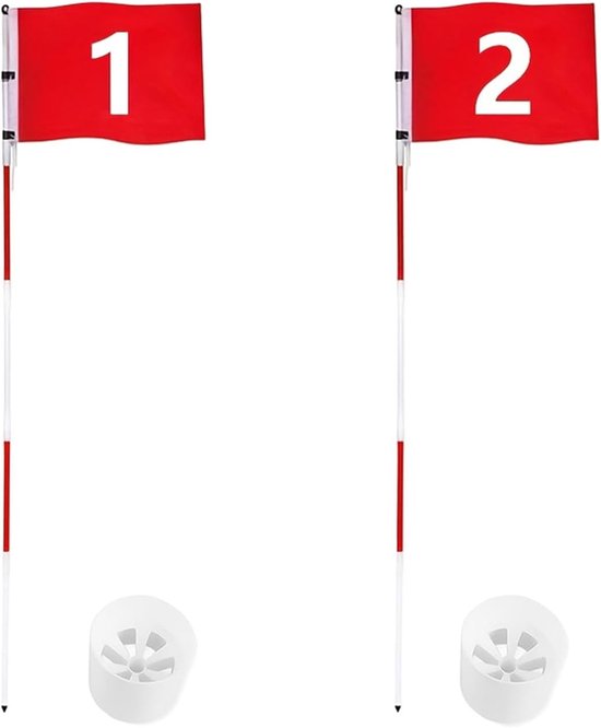 Golf Vlaggenmast Set - Putting Green Vlag - Golf Vaardigheden Trainen - Verstelbare Mast - 5 Secties - Meerkleurig