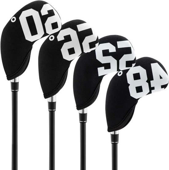 Golf Wedge Headcovers - Club Covers - Bescherming Golfclubs - Eenzijdig Nummer Gedrukt - 4 stuks 48-60 Graden - Zwart van GOLF