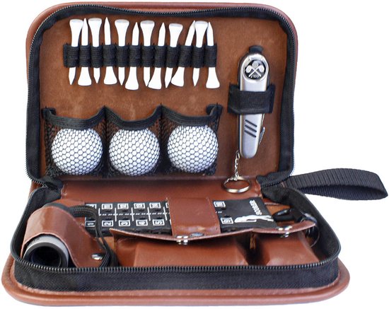 Golfaccessoires Cadeauset - Golfaccessoires voor Mannen en Vrouwen - met High-End Case, Golfballen, Afstandsmeter, Golf Tees, Borstel, Multifunctionele Divotmes, Teller, Golfbal Klem van Merkloos