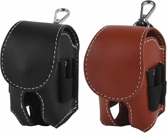 Golfaccessoires Tas - Set van 2 - Leren Golf Organizer met Karabijnhaak - Voor Golfballen & Tees - Draagbare Golftas