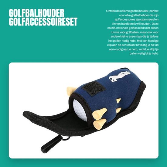 Golfaccessoireset Multi-Functioneel - Golfbalhouder - Golf tee-tas - Drinkzak - Opbergzak - Veilig met clip - Golftas