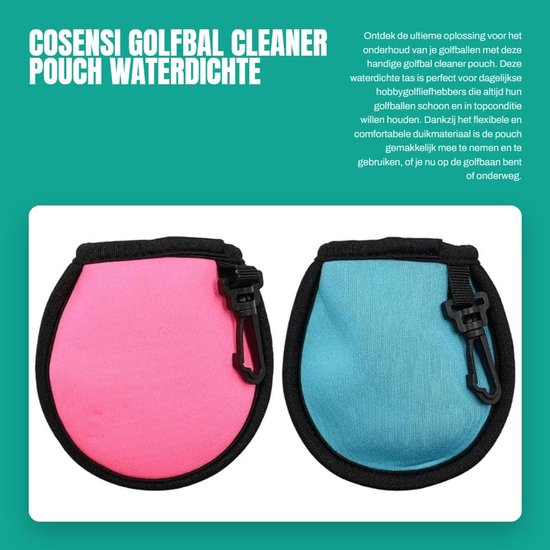 Golfbal Cleaner Waterdichte Tas - 2-Pack - Karabijnhaak - Draagbaar - Antistatisch - Flexibel Duikmateriaal - Golfballenwasser