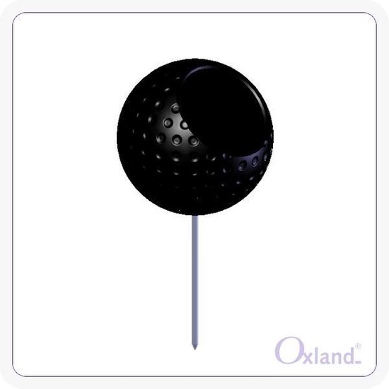 Golfbal dimple tee marker inclusief stalen pin – personaliseerbaar – zwart – 6 stuks van COODY.