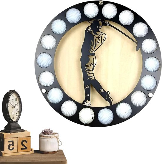 Golfbal Display - Ballenhouder - Collectie Tonen - Hout en Metaal - 35 x 35 cm - Standaard