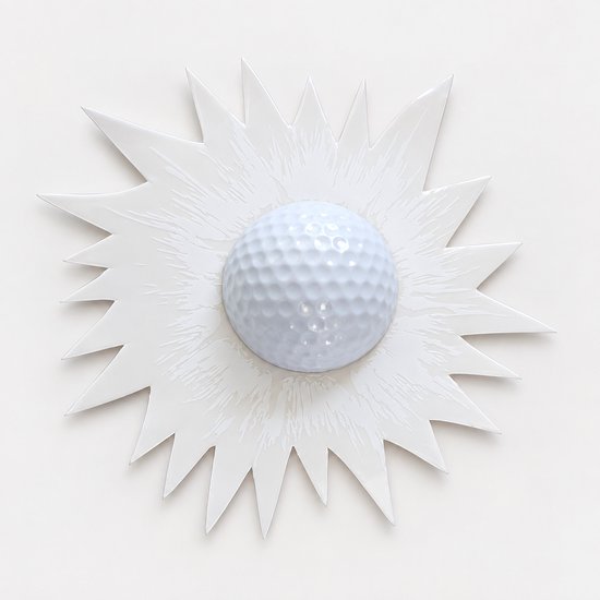 Golfbal door gebroken ruit sticker