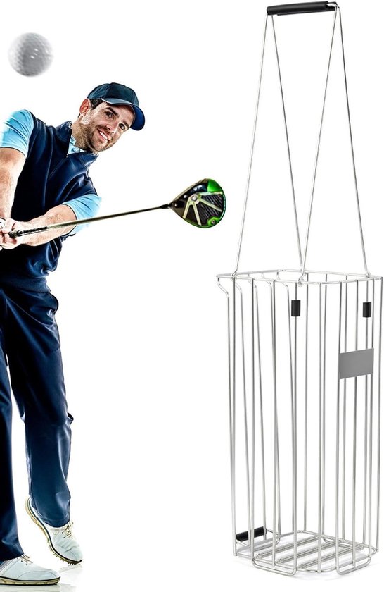 Golfbal Emmer - Bal Mand - Golf Oefenen - Druk Mechanisme - 140 Ballen - Zilver