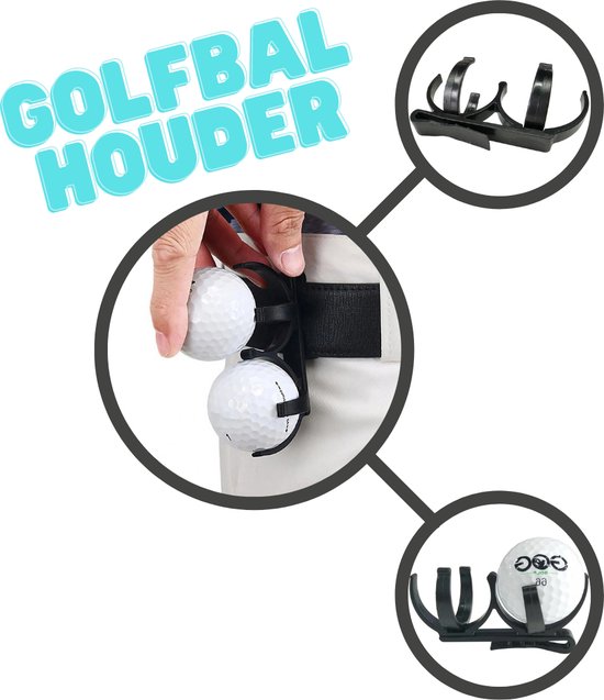 Golfbal houder - Zwart - Clip voor broek - Golfbal clip voor twee ballen - Golfbalhouder - Handige Golfballenhouder - Golfballen - Golfaccesoires - Golftrainingsmaterialen - Golf van Fineway