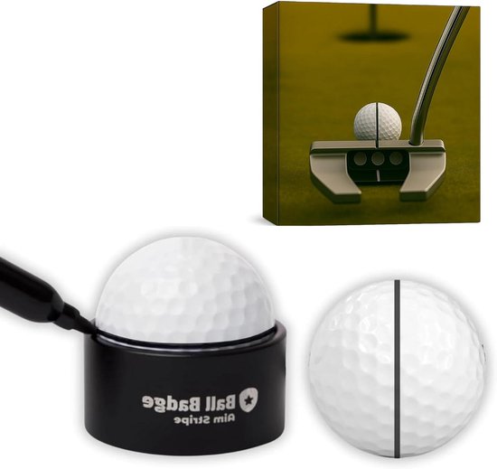Golfbal lijn marker - Putting tool - Nauwkeurig putten - 360 graden uitlijning - Volledig metaal - Zwart