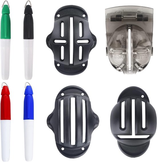 Golfbal Liner Template Set met 4 Invoegen en Highlighters voor Nauwkeurige Uitlijning en Markeren van Golfballen, Inclusief Accessoires van Merkloos