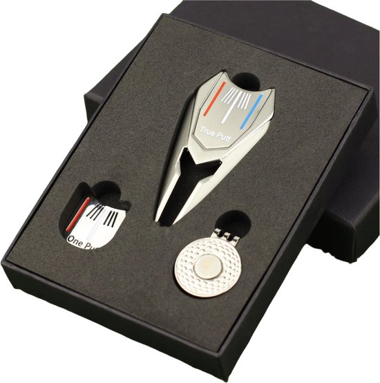 Golfbal marker cadeau set - Driedelig - Inclusief cadeaudoos - Pitchfork/Golfbalmarker/Clip - Reparatie Green - Golfbal marker - Putten & Putterslijn - Greenmarker - Golfballen - Golf Pitchfork - Golfaccesoires - Golftrainingsmaterialen - Golfcadeau
