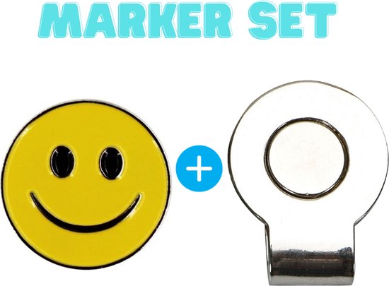 Golfbal Marker + Clip - Set - Magnetische clip voor Pet - Smiley golfbalmarker - Putten & Putterslijn - Ball marker - Greenmarker - Bal markeren - Marker Golfbal - Golfbalmarker - Golfballen - Golfaccesoires - Golftrainingsmaterialen van Merkloos