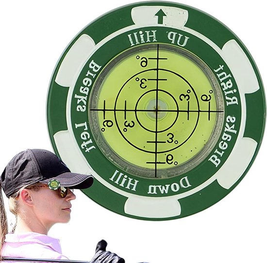 Golfbal Marker - Hoed Clip - Precisie Verbeteren - Geïntegreerde Waterpas - 14.7 cm - Groen