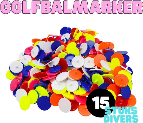 Golfbal Marker Set – 15 Stuks – Diverse Kleuren – Handige Golf Markers voor op de Green – Putten & Putterslijn - Ball marker - Greenmarker - Lichtgewicht & Duurzaam - Golfaccesoires van Merkloos