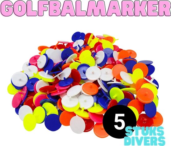 Golfbal Marker Set – 5 Stuks – Diverse Kleuren – Handige Golf Markers voor op de Green – Putten & Putterslijn - Ball marker - Greenmarker - Lichtgewicht & Duurzaam - Golfaccesoires van Merkloos