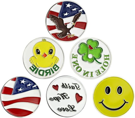 Golfbal Markers - Golf Markers - Golfen Markeren - Set van 6 - 244 mm - Gemengd