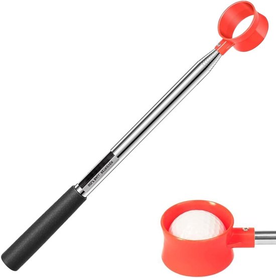Golfbal Opraper - Ballenvanger Uitschuifbaar - Golfen Ballen Verzamelen - Stabiliserend Ballocksysteem - 365 cm - Zwart