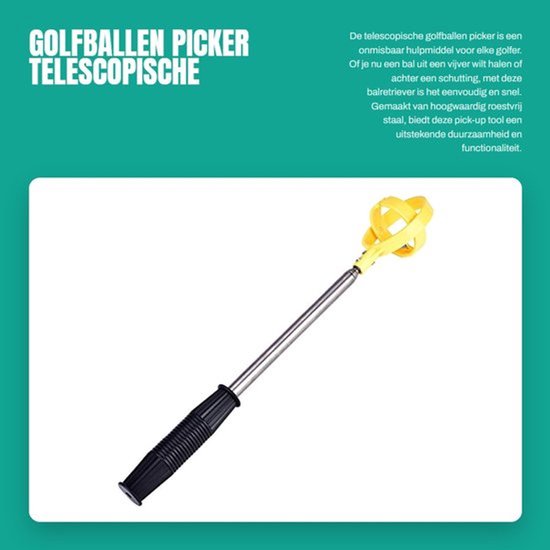 Golfbal Picker - Telescopische Retriever - Roestvrij Staal - Lichtgewicht - Automatische Vergrendeling - Comfortabele Handgreep - Golfbalretriever