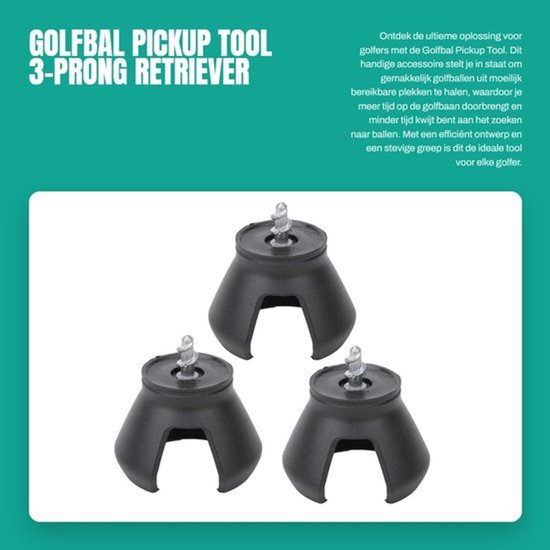 Golfbal Pickup Tool - 3-Prong Claw - Golfbal Retriever - Accessoire voor Golf Putter - Lichtgewicht - 5 x 4 cm - Golfbal Grijper