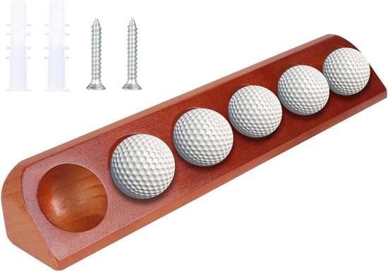 Golfbal Presentatievitrine - Houten Golf Display - Golf Collectie Tonen - Ruimtebesparend Ontwerp - Voor 6 Ballen - Natuurlijk Hout