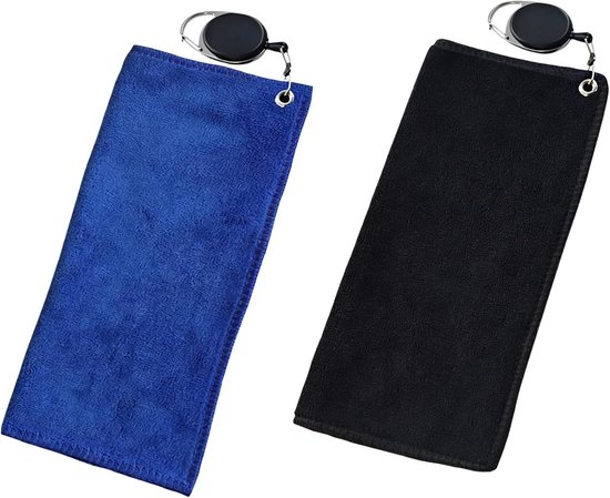 Golfbal-reinigingsdoekjes van microvezel - 2 stuks, 30 x 30 cm, wasbare handdoek voor golfballen en clubs, ideaal voor outdoor gebruik en accessoires