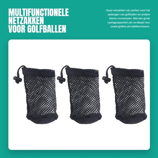 Golfbal Slijtvaste Vergrendeling - Opbergzak - Netzak voor Golfballen - Multifunctioneel - Grote Opslagcapaciteit - Nylon Materiaal - Opbergtas