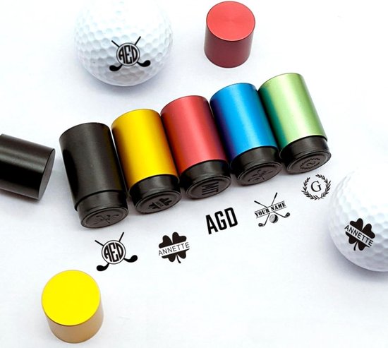 Golfbal Stempel - Persoonlijke Marker - Golfbal Markeren - Met Extra Inkt - 10mm Diameter - Goud