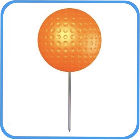 Golfbal Tee marker inclusief stalen pin - classic dimple - Oranje - 6 stuks van LifeGoods