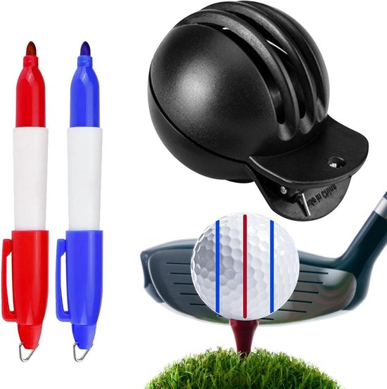 Golfbal Uitlijning Tool - Ball Marker Clip - Golfspel Verbeteren - Dubbelzijdige Markering - 7.09 inch lengte - Zwart