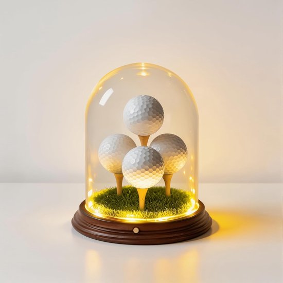 Golfbal Vitrine - Golfbal Houder - Memorabilia Tonen - Met LED Verlichting - Acryl en Hout van Merkloos