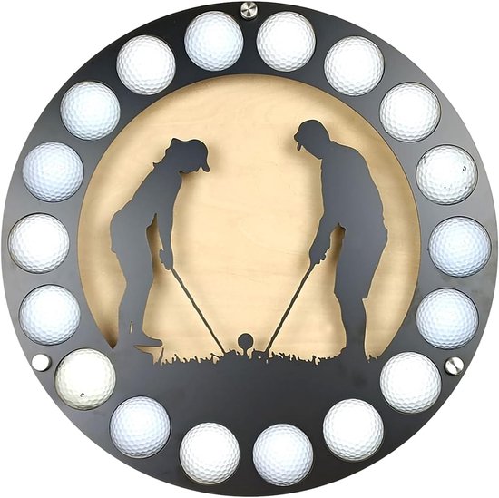 Golfbal Vitrine - Wandhouder Ballen - Collectie Tonen - Grote Capaciteit - 30-35 cm Diameter - Zwart