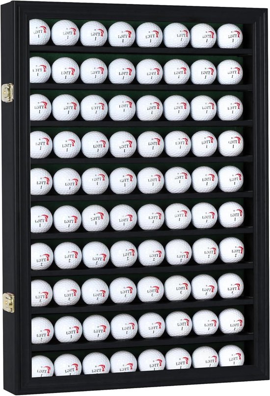 Golfbal Vitrinekast - Ballen Display - Golfballen Opbergen - 80 Ballen Capaciteit - 63 cm Hoog - Zwart