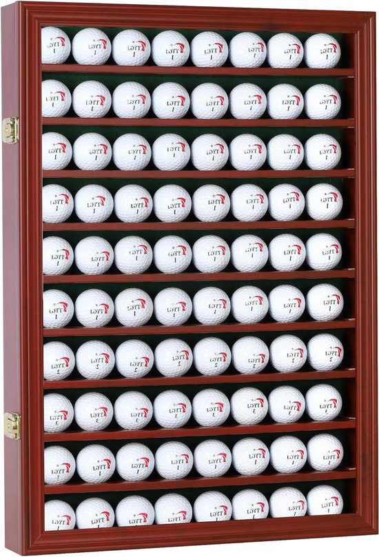 Golfbal Vitrinekast - Ballen Display - Golfballen Tonen - UV-Beschermende Deur - 80 Ballen Capaciteit - Bruin