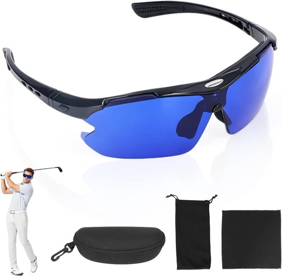 Golfbal Zoekbril met Blauwe Lenzen en Opbergtas voor Buiten, Perfect voor Golfliefhebbers en Nauwkeurige Zoektochten