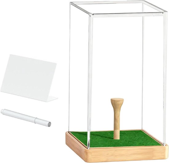 Golfbalhouder - Golfbal display - Golfballen Tonen - Acryl Houten Basis - 10 cm - Wit