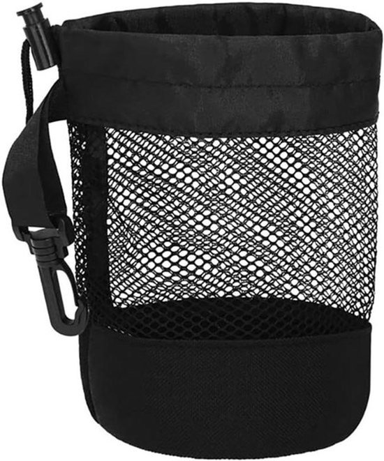 Golfbalhouder - Opbergnet - Nylon-net - Trekkoord - Tasje - Verzamelaar - Accessoire - Geschikt voor Golfballen - Zwart - 16 Stuks - Golfballen Houder - Informatie.