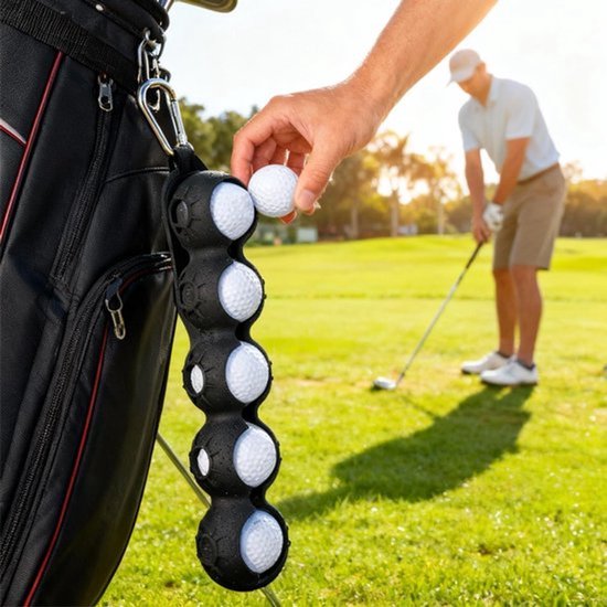 Golfbalhouder voor tassen - Golfaccessoires - Geschikt voor 5 golfballen - Eenvoudig te bevestigen - Clip - Caddy - Accessoires voor mannen en vrouwen - Draagbaar.